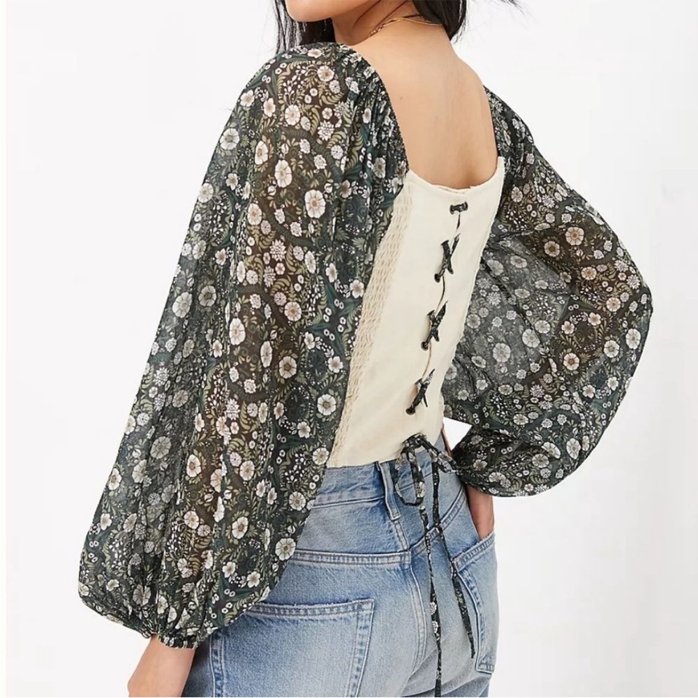 NWOT Anthropologie Forever That Girl Smocked Balloon Sleeve Top, Size S